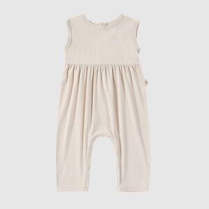 Cream Bamboo Sleeveless Buttoned Jumpsuit
